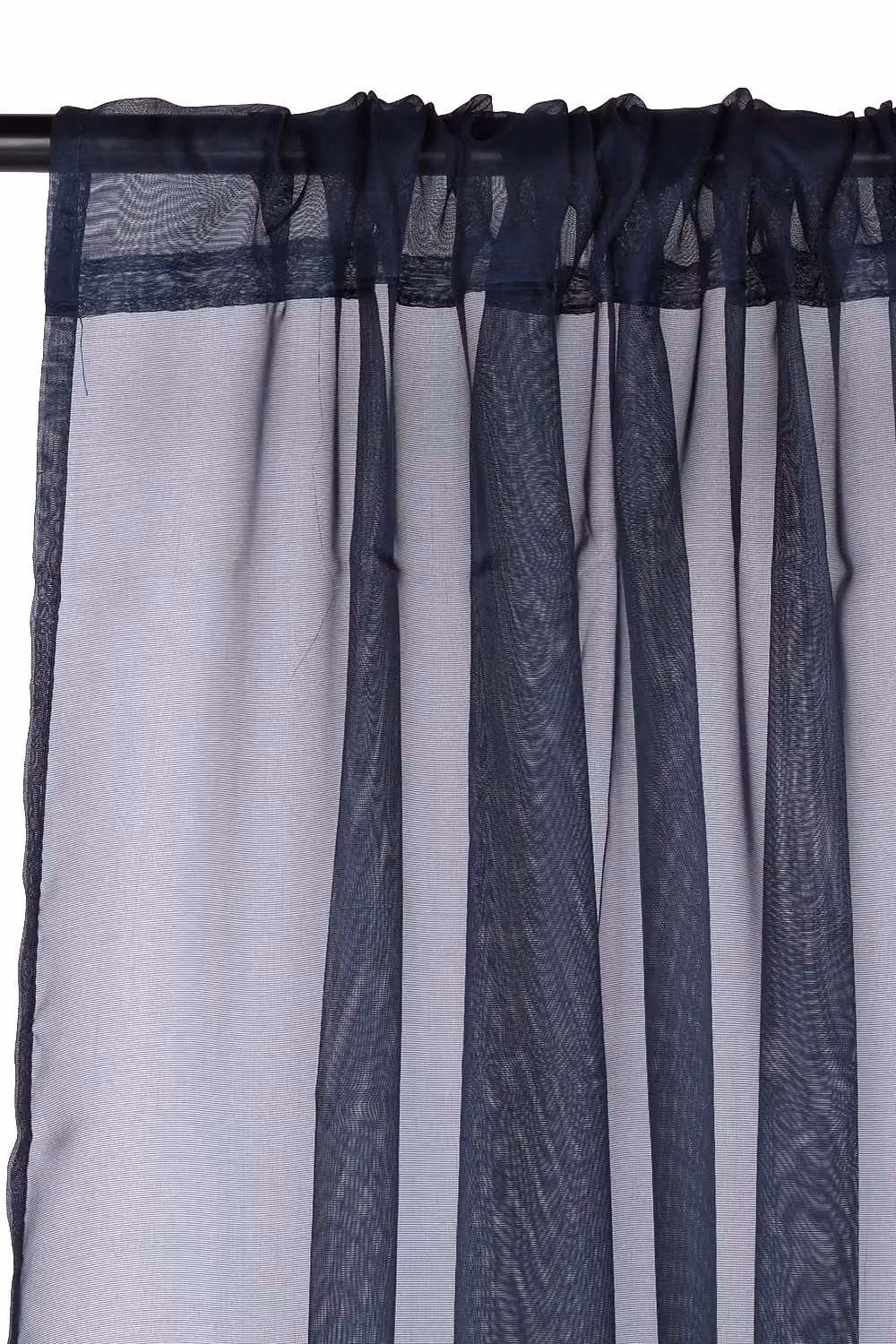 Neel Blue Semi-Transparent Voile Curtain Pair, 2 Navy Blue Polyester Panels, Width: 140 cm, Drop: 220 cm – 2
