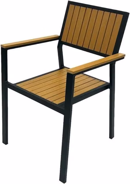 NESTLUNE Premier Stackable Garden Chairs in Brown and Black Powder Coated Steel