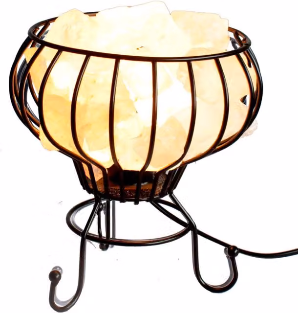 KDMK Himalayan Salt Rock Brazier Set with Light Bulb and Black Salt Chunk, 3.506 kg