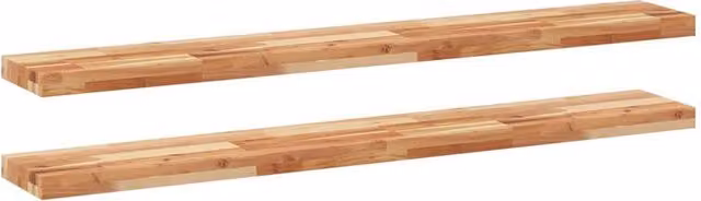 Berkfield Home Set of 2 Brown Oil Finished Solid Wood Acacia Floating Shelves, W/D/H: 120 x 20 x 4 cm