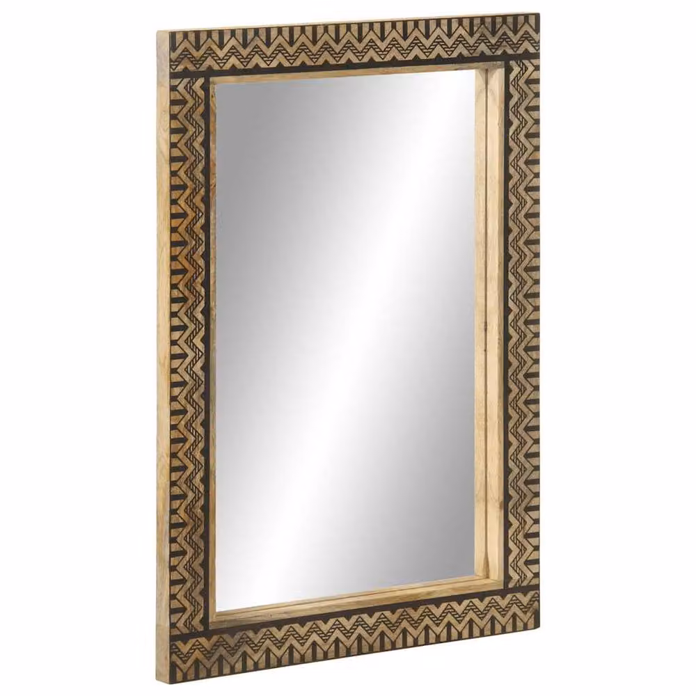 Berkfield Home Rectangular Wall Mirror in Brown with Solid Wood and Glass, W: 50 cm, H: 70 cm – 2