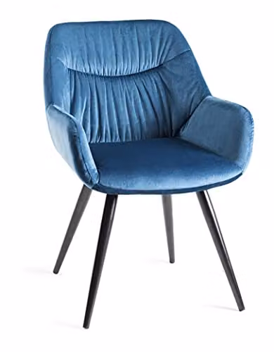 Home Origins Dali Pair of Petrol Blue Velvet Fabric Dining Chairs with Black Metal Legs – 3
