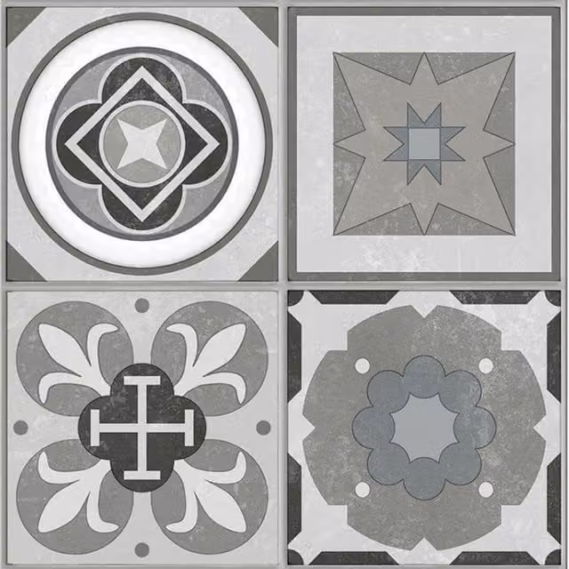 Guardian Click Vinyl Flooring Tiles in Valetta Mosaic Grey, Pack of 8, W: 30.5 cm, L: 61 cm