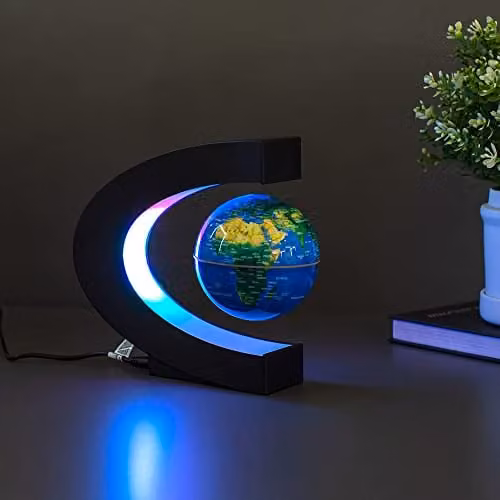 Menkind RED5 Magical Gravity-Defying LED Floating Globe Light in Multicolour and Black – 3