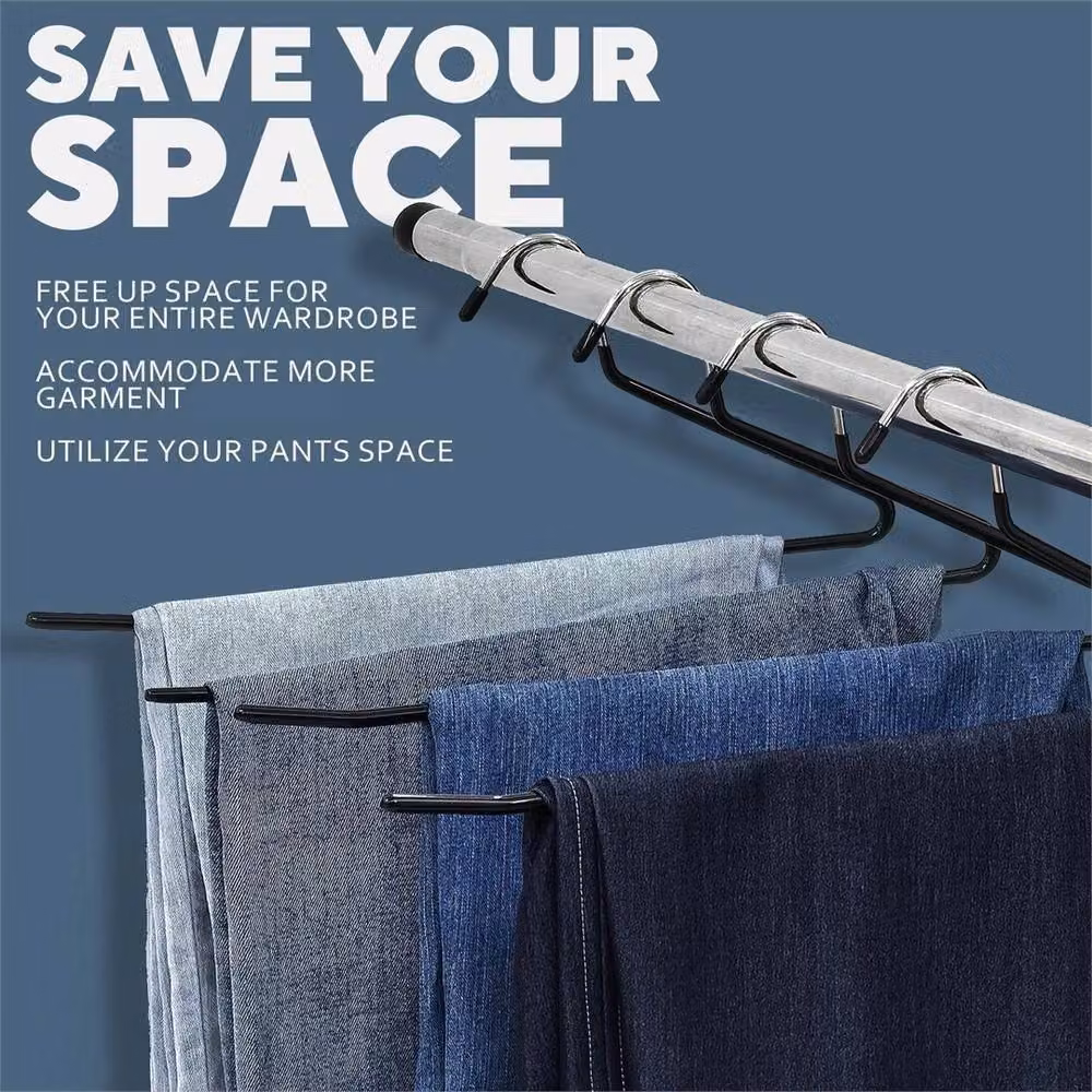 Havendro 20 Pack Heavy Duty Black Metal Non-Slip Space Saving Trouser Hangers – 4
