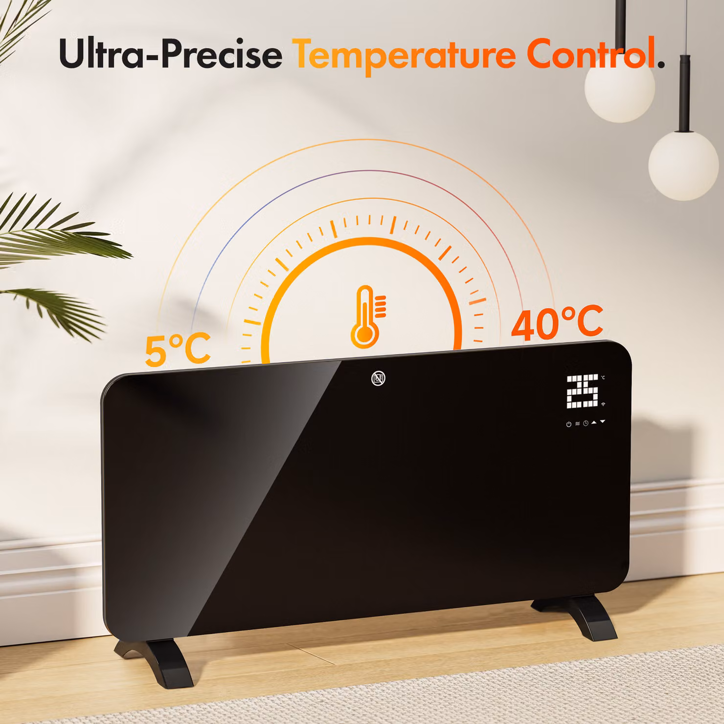 VonHaus 2000W Electric Glass Panel Convector Heater in Black with Smart App Control and Remote – 2