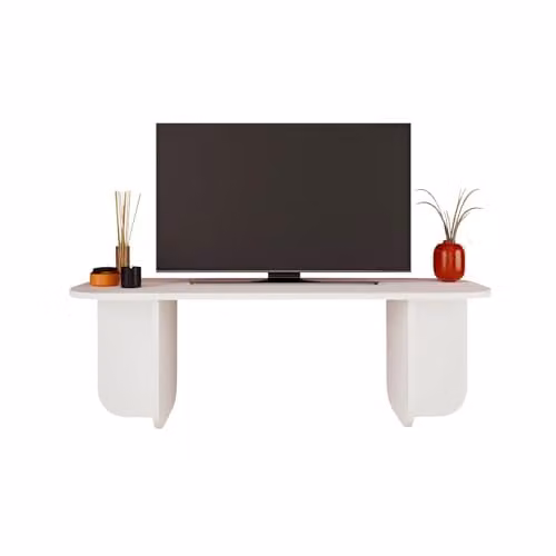 Bimossa Modern White Wooden TV Stand with Storage Shelf, W/D/H: 100 x 40 x 42 cm – 1