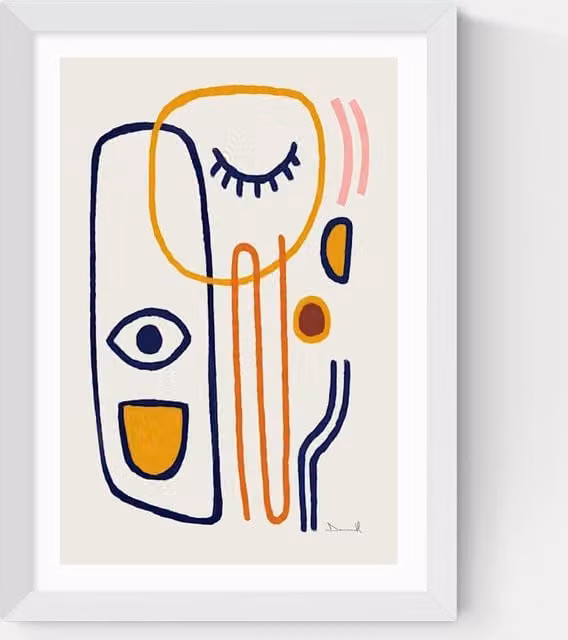 East End Prints Feel Good Abstract Framed Art in White and Multicolour