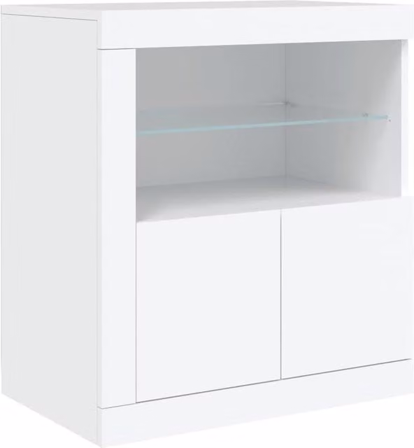 Berkfield Home Modern White Sideboard with Integrated LED Lights, W/D/H: 60.5 x 37 x 67 cm