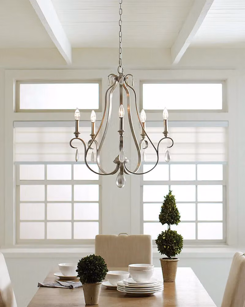 Loops 5 Bulb Chandelier Hanging Pendant Light in Sunrise Silver with E14 60W LED Compatible Bulbs – 2