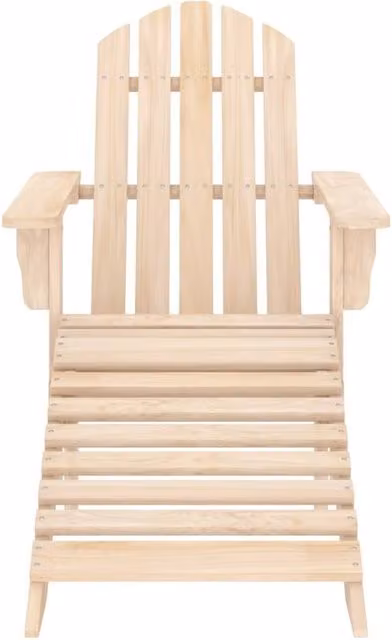 Berkfield Home Garden Adirondack Chair with Ottoman in Beige Solid Wood
