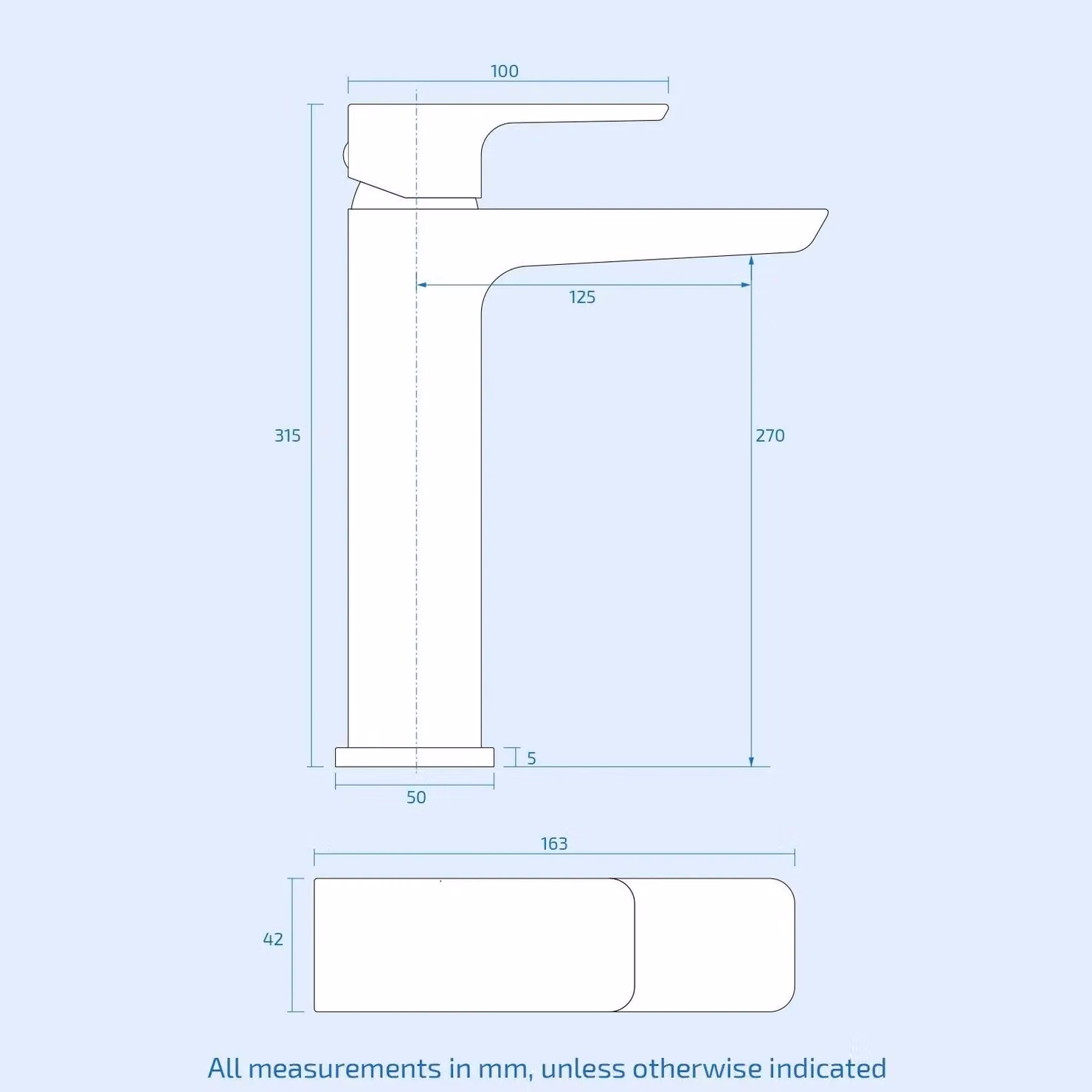Nes Home Kenson Tall Basin Mixer Tap in Matt Black with Pop-Up Waste – 3
