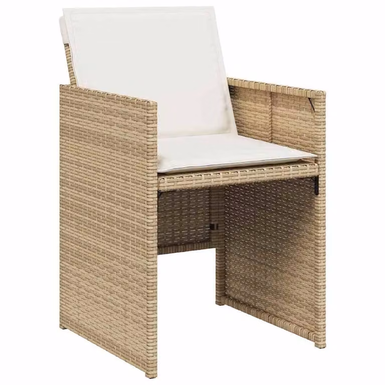 Berkfield Home 5 Piece Poly Rattan Garden Dining Set with Beige Cushions and Glass Tabletop