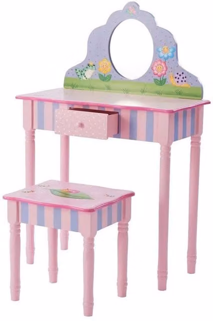 Teamson Kids Fantasy Fields Wooden Vanity Table in Pink