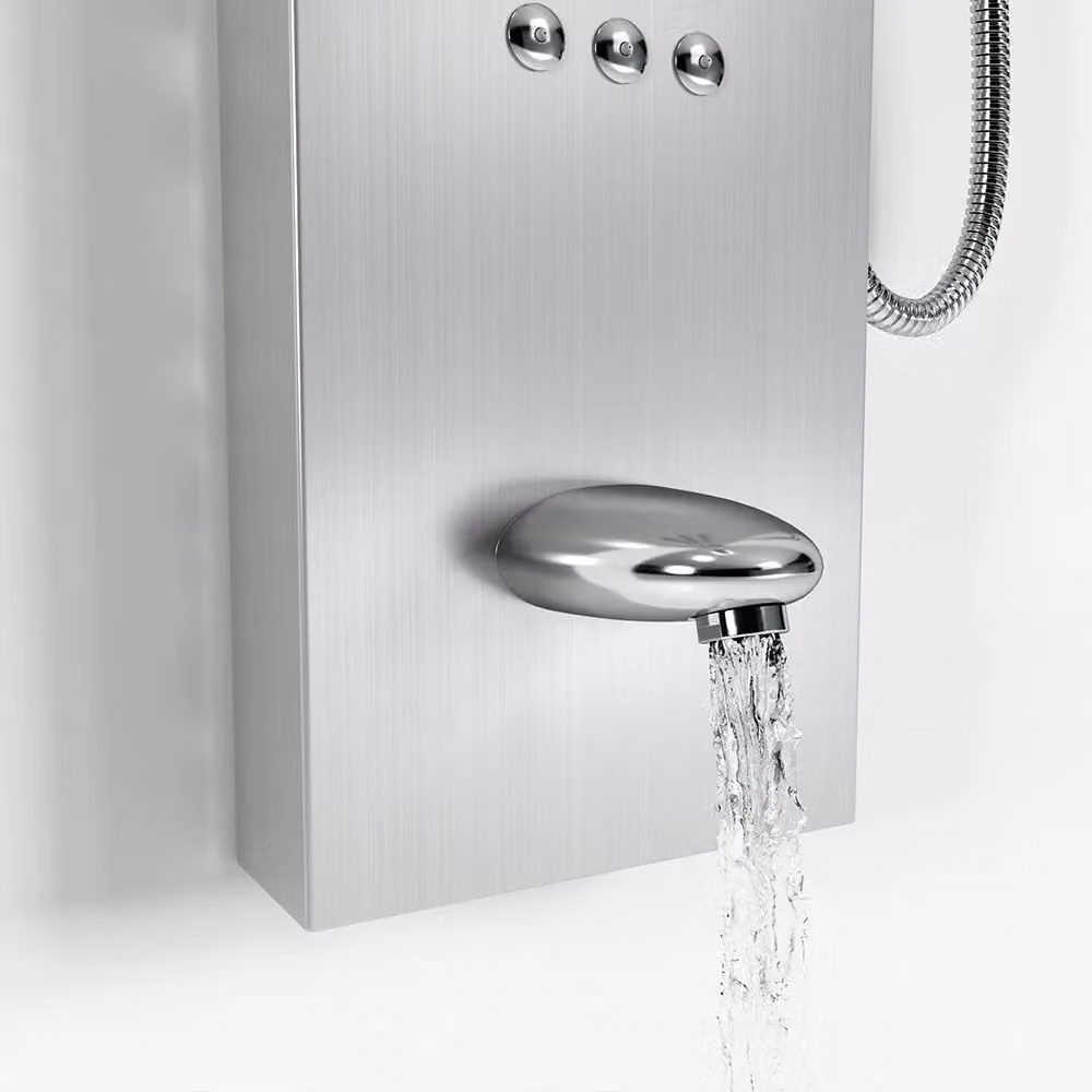Living and Home Stainless Steel Wall Mounted Bathroom Shower Panel Tower System with Hand Shower and Massage Functions in Silver – 2