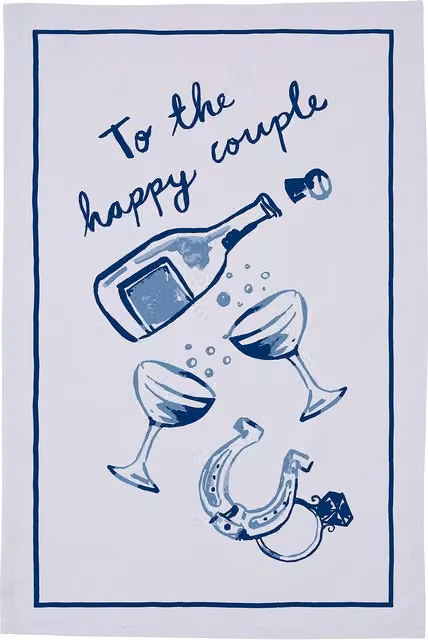 Ulster Weavers Happy Couple Graphic Print Cotton Tea Towel in Multicolour and Blue