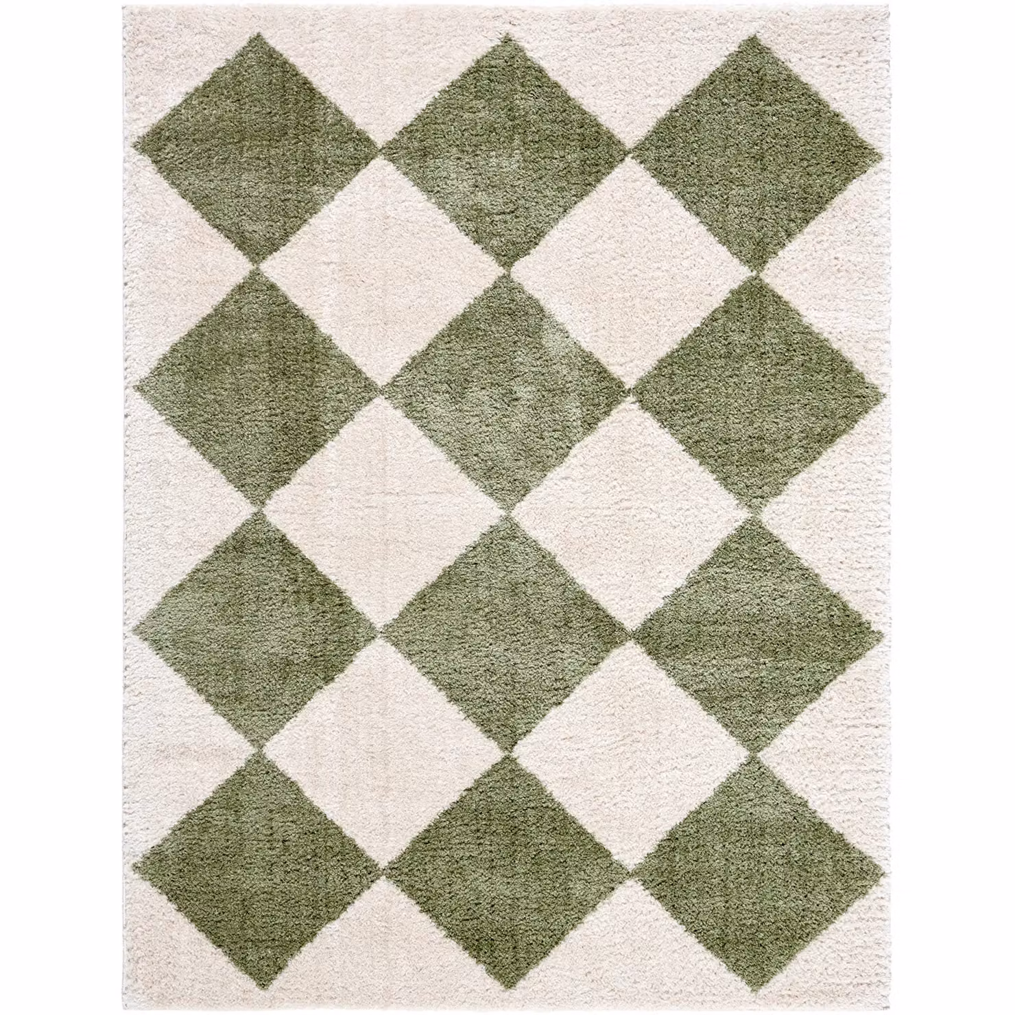 Livabliss Fossay Shag Washable Diamond Pattern High Pile Rug in Beige, Brown, Green and Grey, W: 120 cm, L: 170 cm – 2