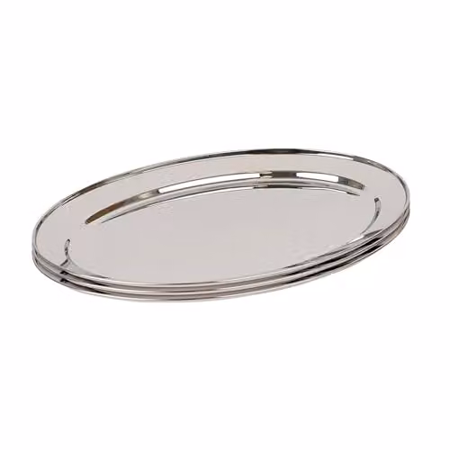 Argon Tableware Stainless Steel Oval Serving Platters, Silver, Pack of 3, W: 40 cm, D: 27 cm