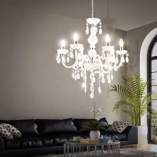 Globo Lighting Cuimbra I Acrylic Suspended Ceiling Light in White with 6 x E14 Sockets – 4