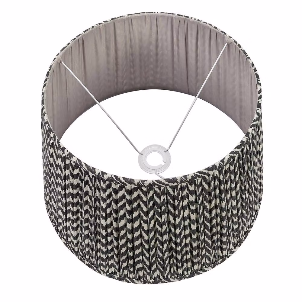 Ruma Black Chevron Tapered Pleated Fabric Lampshade for Table Lamps, Diameter: 30.48 cm – 4