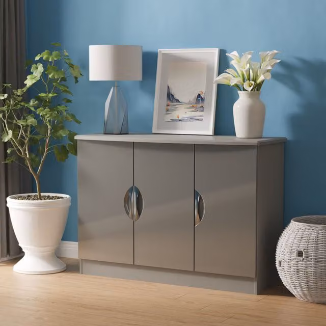 2 U Holborn Ready Assembled 3 Door Sideboard in Mid Grey – 1