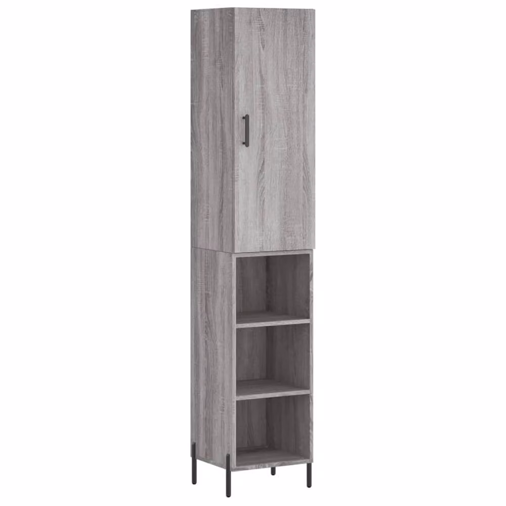 Berkfield Home Grey Sonoma Highboard with Hinged Doors and Internal Shelves, W/D/H: 34.5 x 34.0 x 180.0 cm – 3