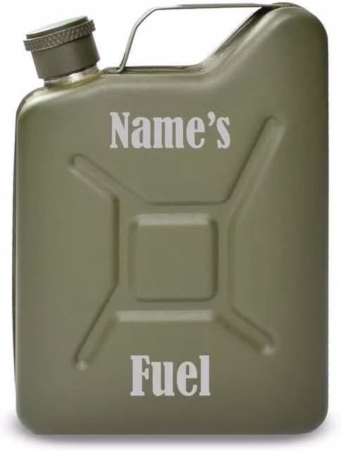 Uniqueful Personalised Engraved Green Jerry Can Design Hip Flask, 125 ml