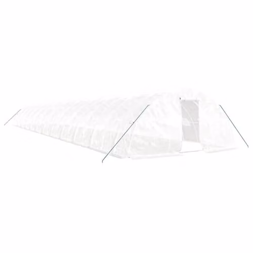 vidaXL Greenhouse with Steel Frame, White, W: 24 m, D: 5 m, H: 2.3 m