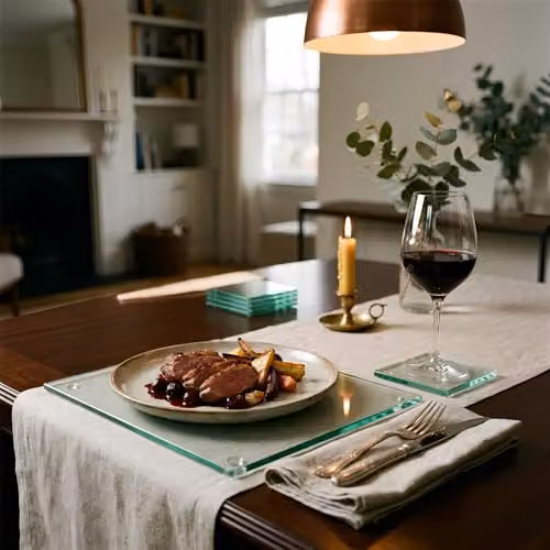 Harbour Housewares 12pc Glass Placemats and Coasters Set in Transparent, W: 30 cm, D: 20 cm – 2