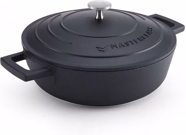 MasterClass Black Shallow Cast Aluminium Casserole Dish, 2.5L