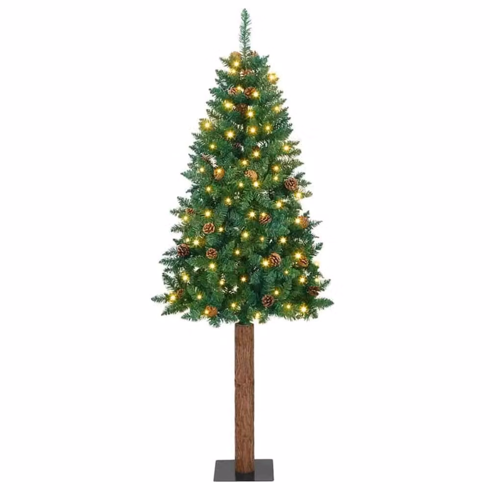 Berkfield Home Elegant Slim Green Christmas Tree with PVC and Solid Pine Wood, Height: 180 cm – 1