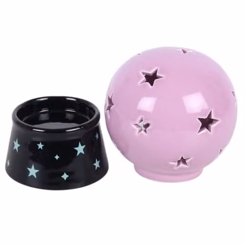 Kingsbury Gifts Purple and Black Crystal Ball Tealight Candle and Incense Cone Holder – 3