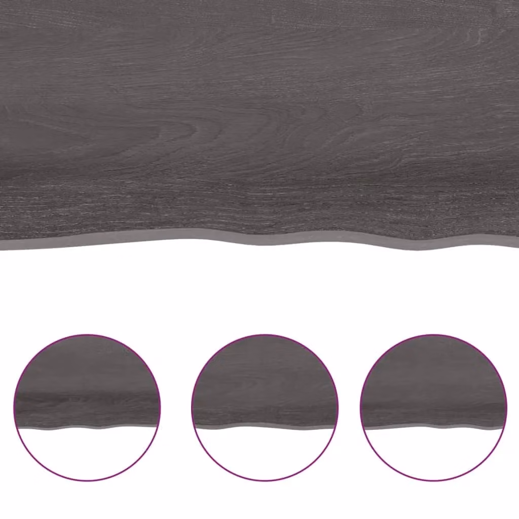 Berkfield Home Dark Grey Treated Solid Wood Oak Table Top W/D/H: 60 x 60 x 2-6 cm – 3