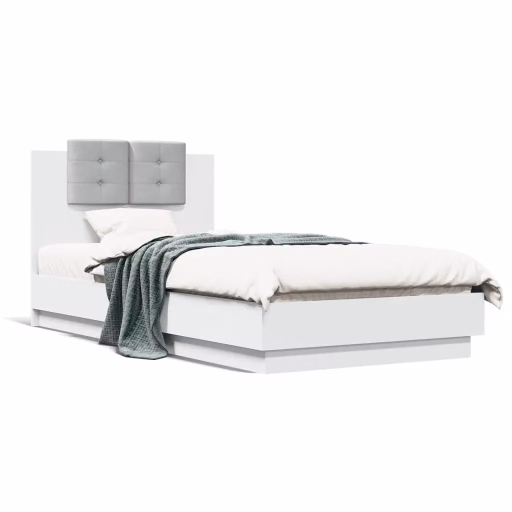 Berkfield Home Single Bed Frame in White, W/D/H: 90 x 190 cm – 2