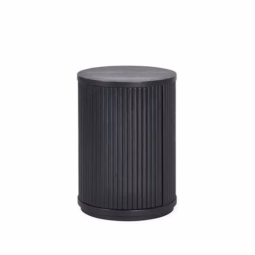 Julian Bowen Louis Black Ash Fluted Round Side Table with Door, W/D/H: 33 x 33 x 45.5 cm – 2