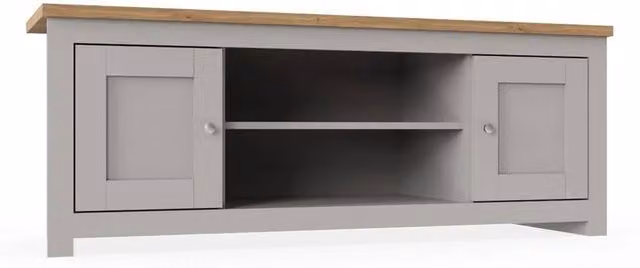 KORVIXA Modern Grey TV Stand Cabinet Unit with 2 Doors and 2 Shelves, W/D/H: 100 x 100 x 100 cm – 1