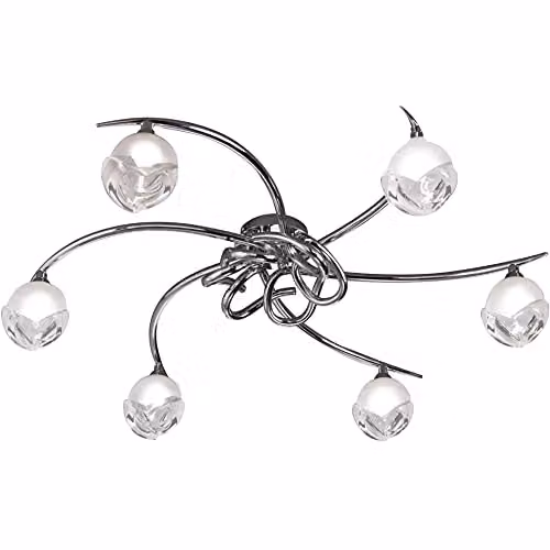 Netlighting Fragma Semi Flush Ceiling Light, 6 x G9, Polished Chrome and Grey