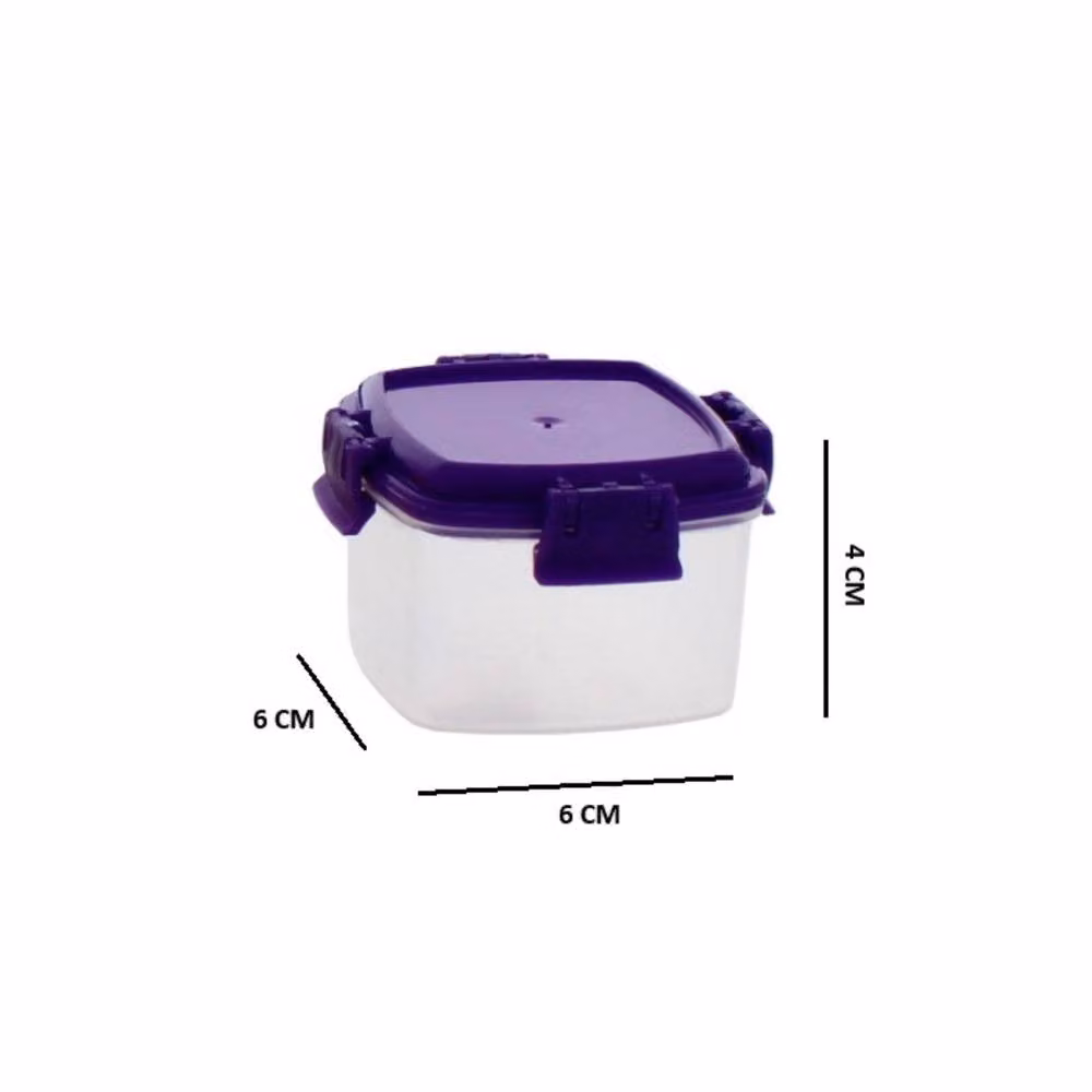 Bed Time UK Mini Clip Lock Airtight Food Tubs, 4 x 62ml, Multicolour Stackable and Leakproof Plastic Storage Containers Set – 2