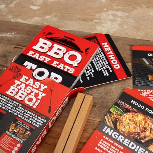 Boxer Gifts BBQ Eats Recipe Cards with 52 Recipes and Wooden Card Stand in Multicolour – 5