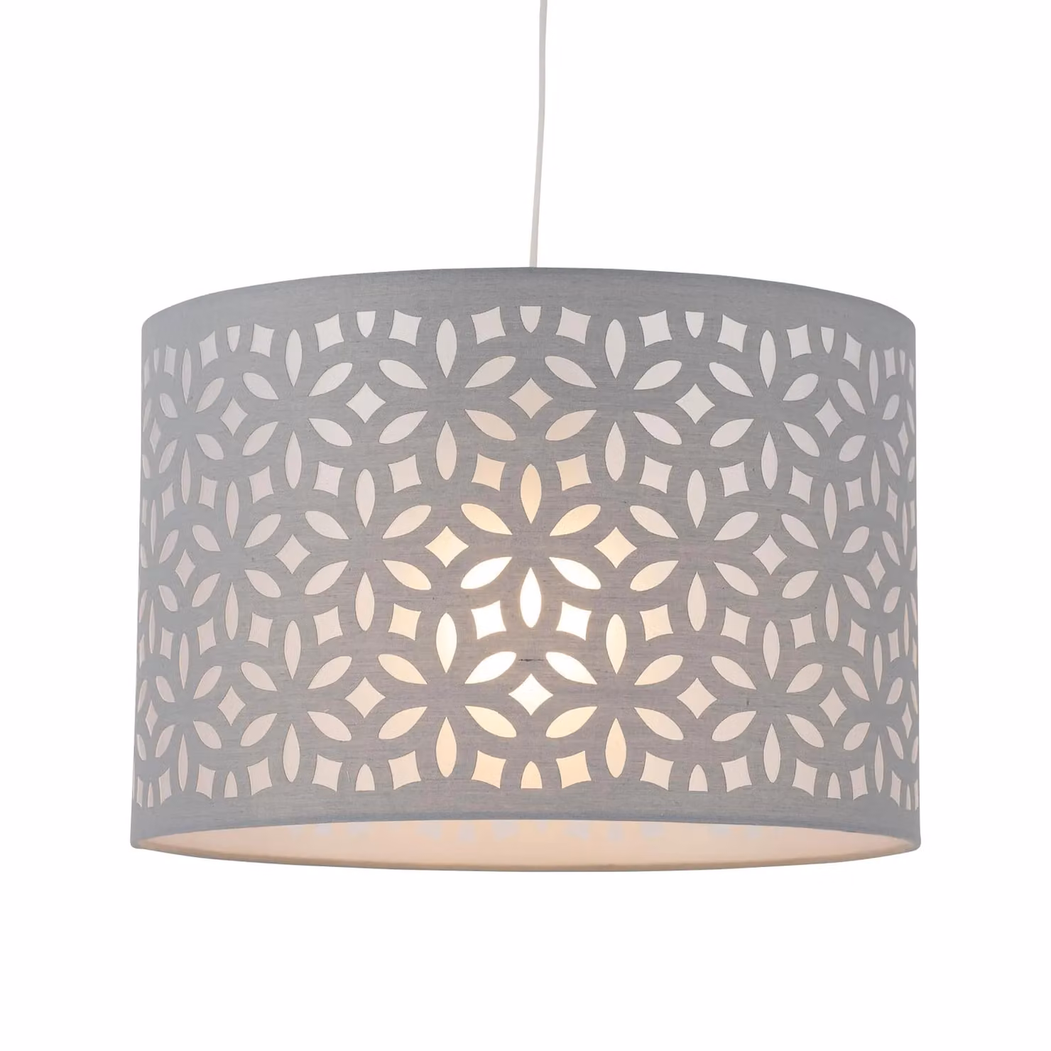 First Choice Lighting Grey Laser Cut Round Fabric Pendant Lightshade, Diameter: 30 cm – 2
