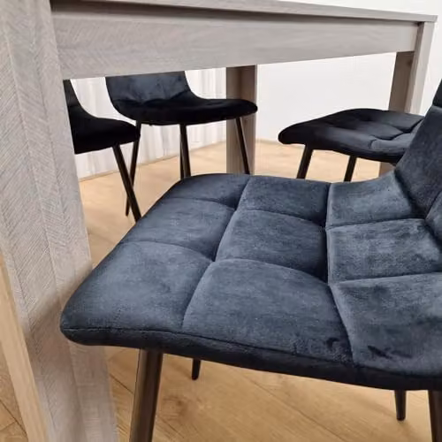 KOSY KOALA Modern Dining Table and 4 Chairs Set in Light Grey Wood Effect and Black, W/D/H: 117 x 77 x 75 cm – 2