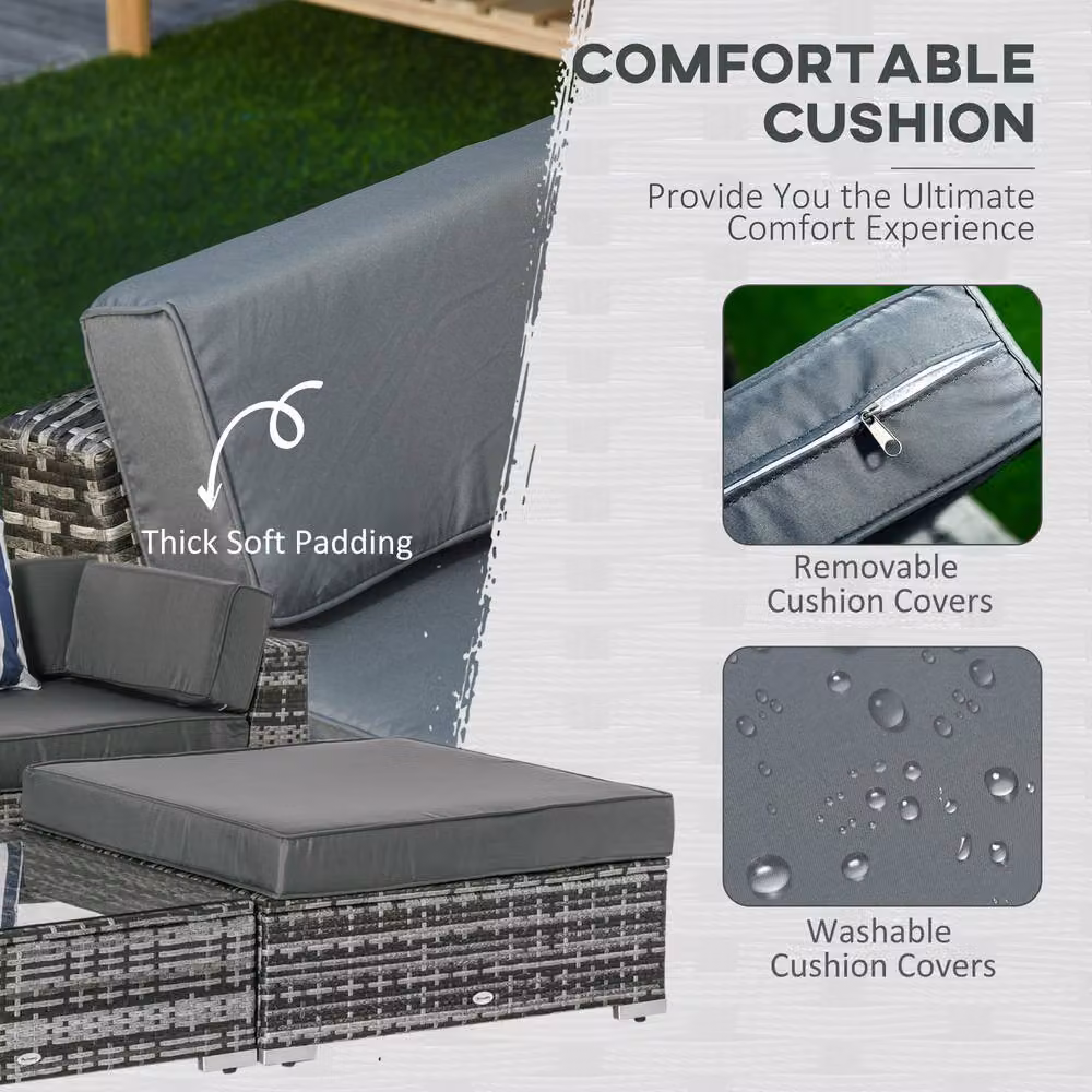 STILVORA 6-Piece Modern Sofa Set with Metal Frame in Grey – 3