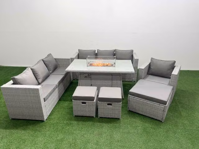 Fimous 10 Seat PE Rattan Outdoor Garden Lounge Sofa Set in Light Grey