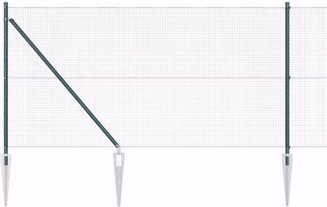 Berkfield Home Green Steel and PVC Coated Round Mesh Fence Post Set of 2, H: 1 m, W: 10 cm – 1