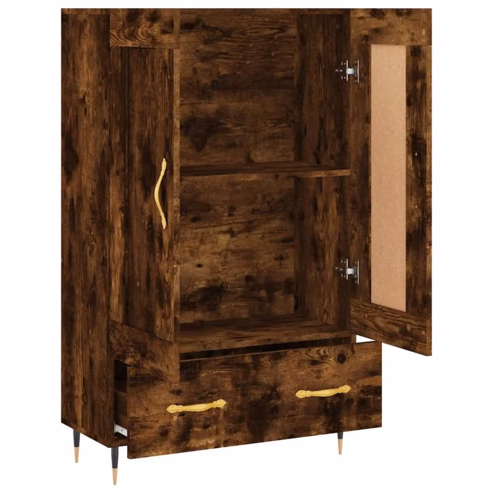 Berkfield Home Smoked Oak Highboard in Brown, W: 69.5 cm, D: 31 cm, H: 115 cm – 4