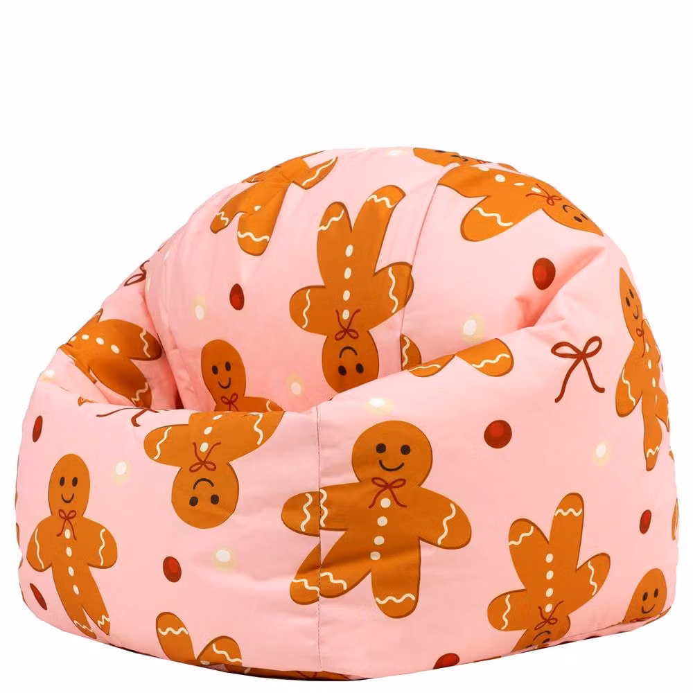 icon Kids Gingerbread Man Printed Childrens Bean Bag Armchair in Pale Pink – 2