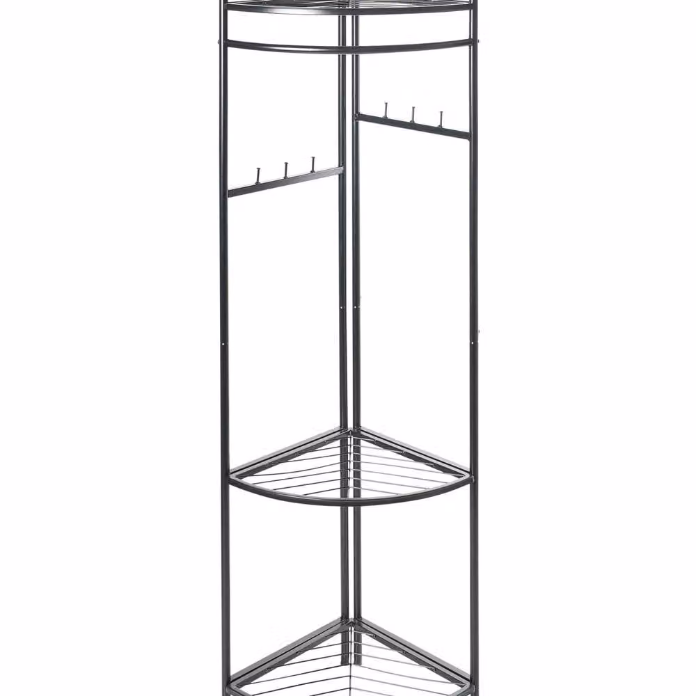 Wyld and Coco Glam Industrial Black Clothes Rack with Steel Shelves and Dual Hook and Rail Matrix, Height: 160 cm – 2