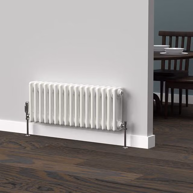 Lux Heat Horizontal 3-Column Steel Radiator, White, W: 78.5 cm, H: 30.0 cm, D: 30.0 cm