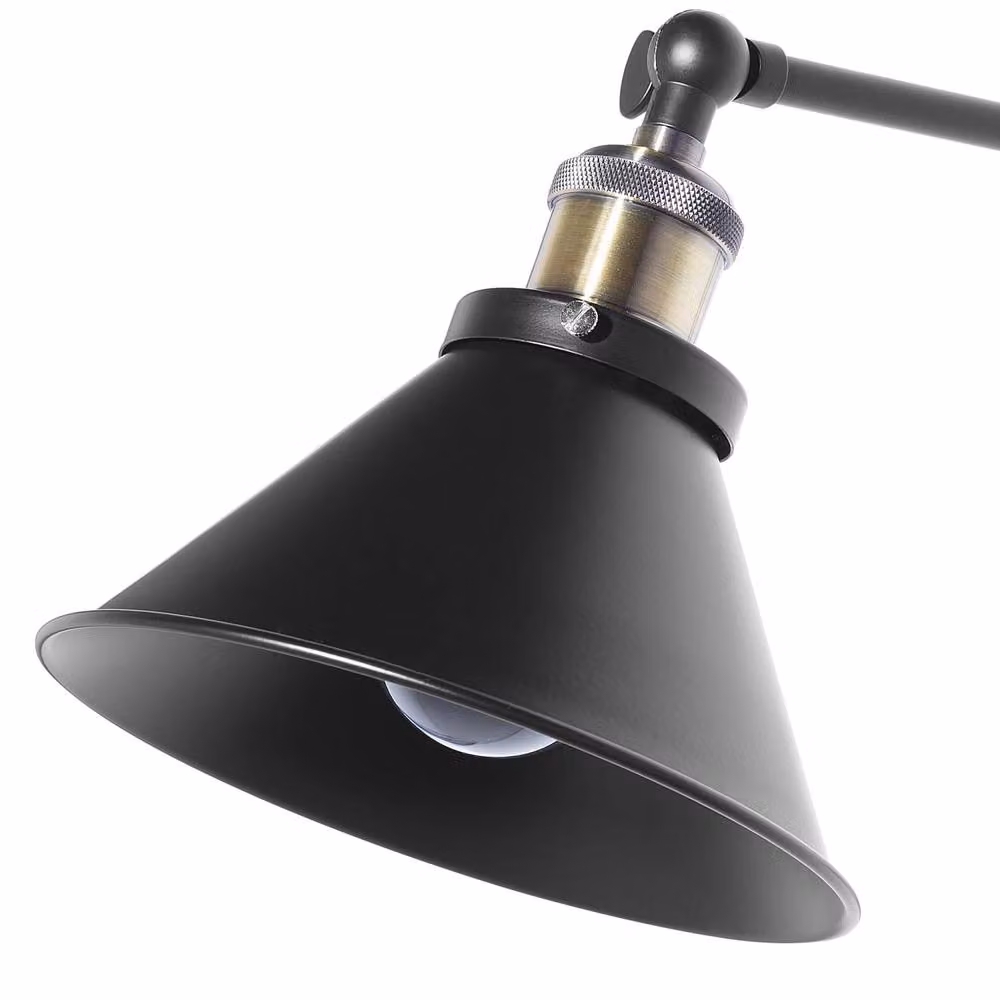 Wyld and Coco Set of 2 Black and Gold Metal Wall Lamps with Adjustable Arms – 3