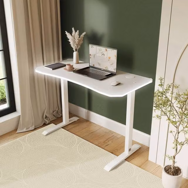 X Rocker Oka RGB LED Gaming Desk with Wireless Charging in White – 1